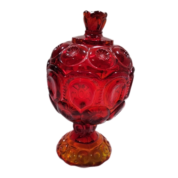 L.E Smith Other - L. E. Smith Ruby Red Glass Moon And Stars Covered Dish